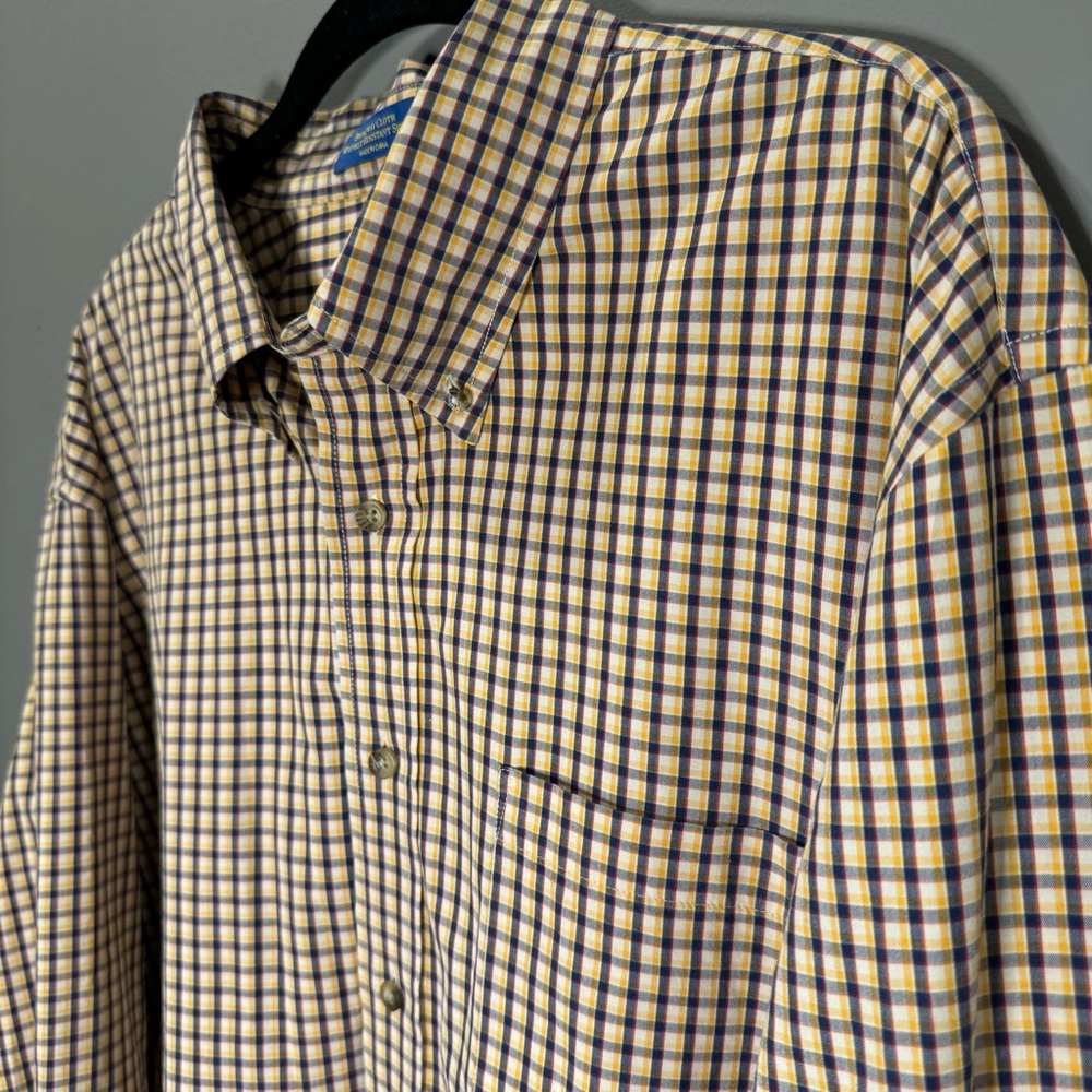 PENDLETON Broadway Cloth Dress Shirt, Blue and Yellow‎ Plaid, Men’s XXL, GUC